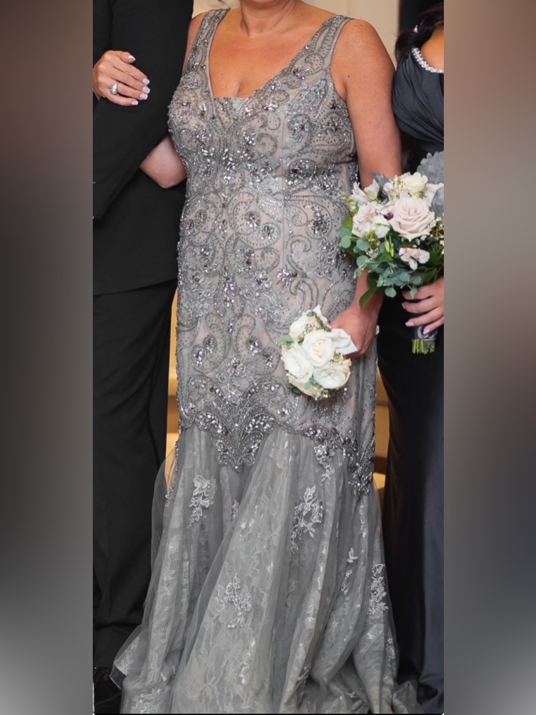 Jovani Champagne Mermaid Evening Dress